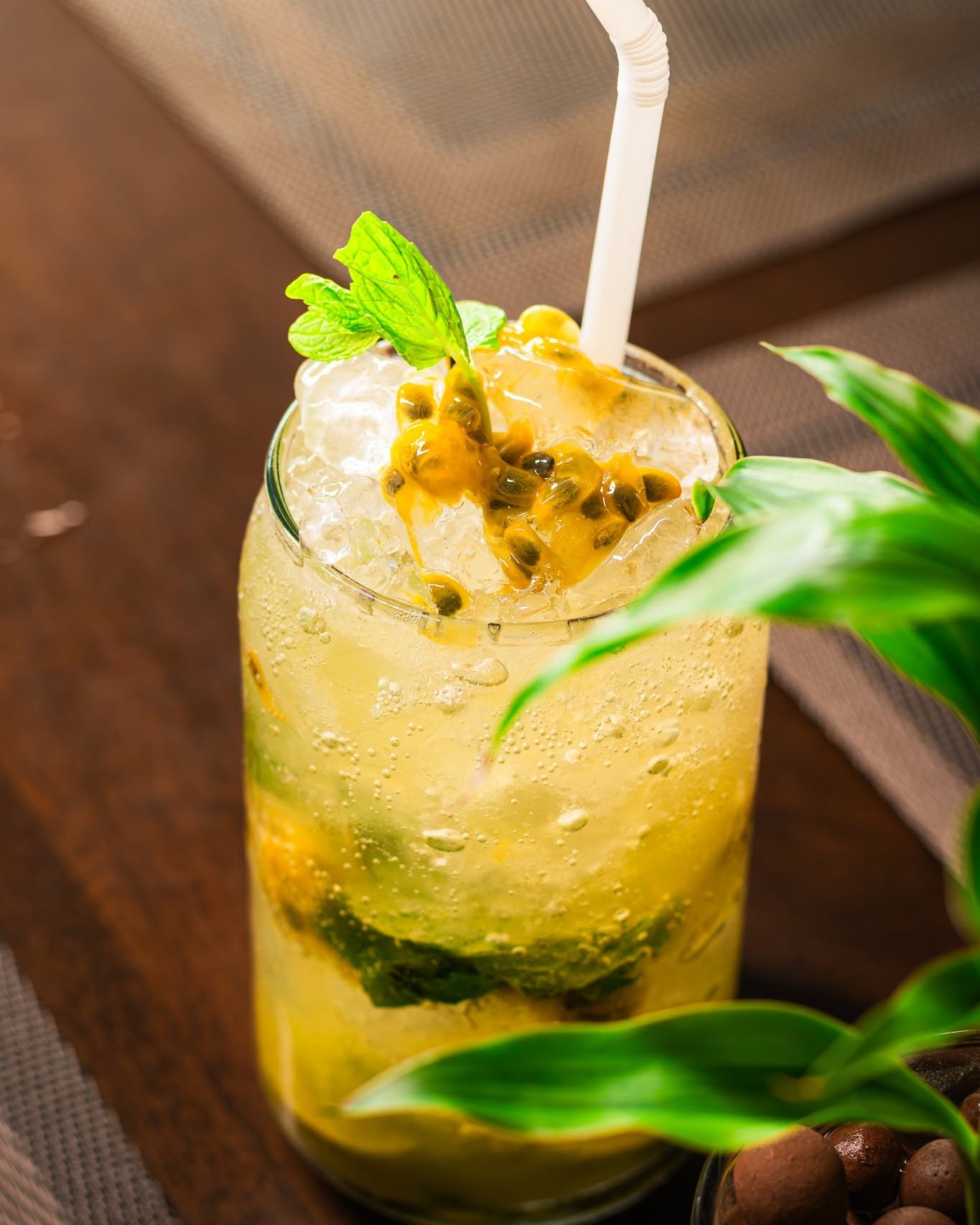 Fresh passionfruit cooler