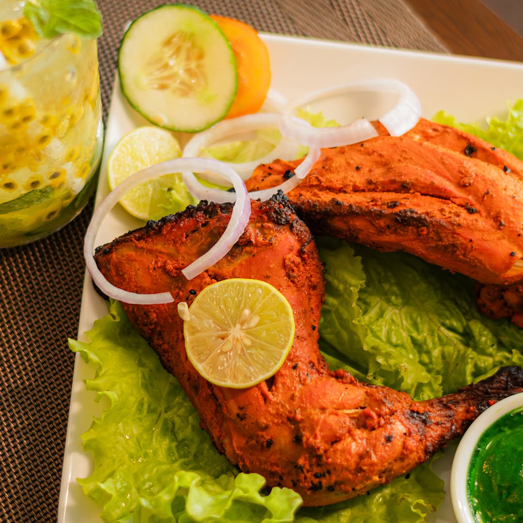 Tandoori chicken with salad